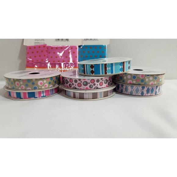 Grossgrain Ribbon & Belting NOS 7 Rolls Ribbon 2 pkgs Belting Pastels Pink and B - Picture 5 of 7